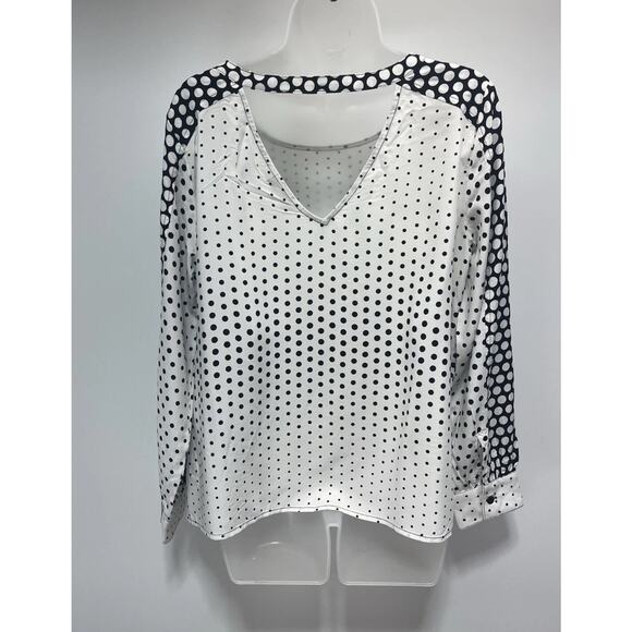NWT Liverpool Los Angeles Women Black/ White Polka Dot Long Sleeve Blouse Size M - Picture 5 of 9